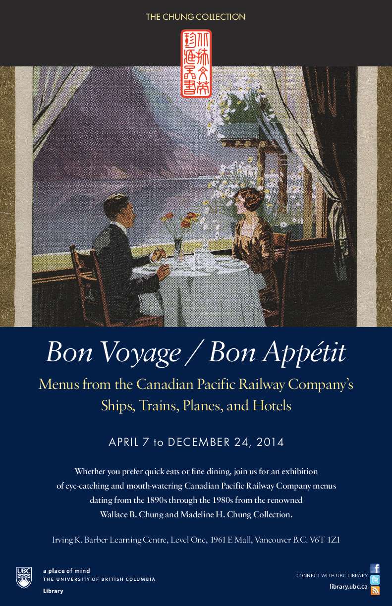 Bon Voyage / Bon Appétit Menus from the Canadian Pacific Railway Company’s  Ships, Trains, Planes, and Hotels