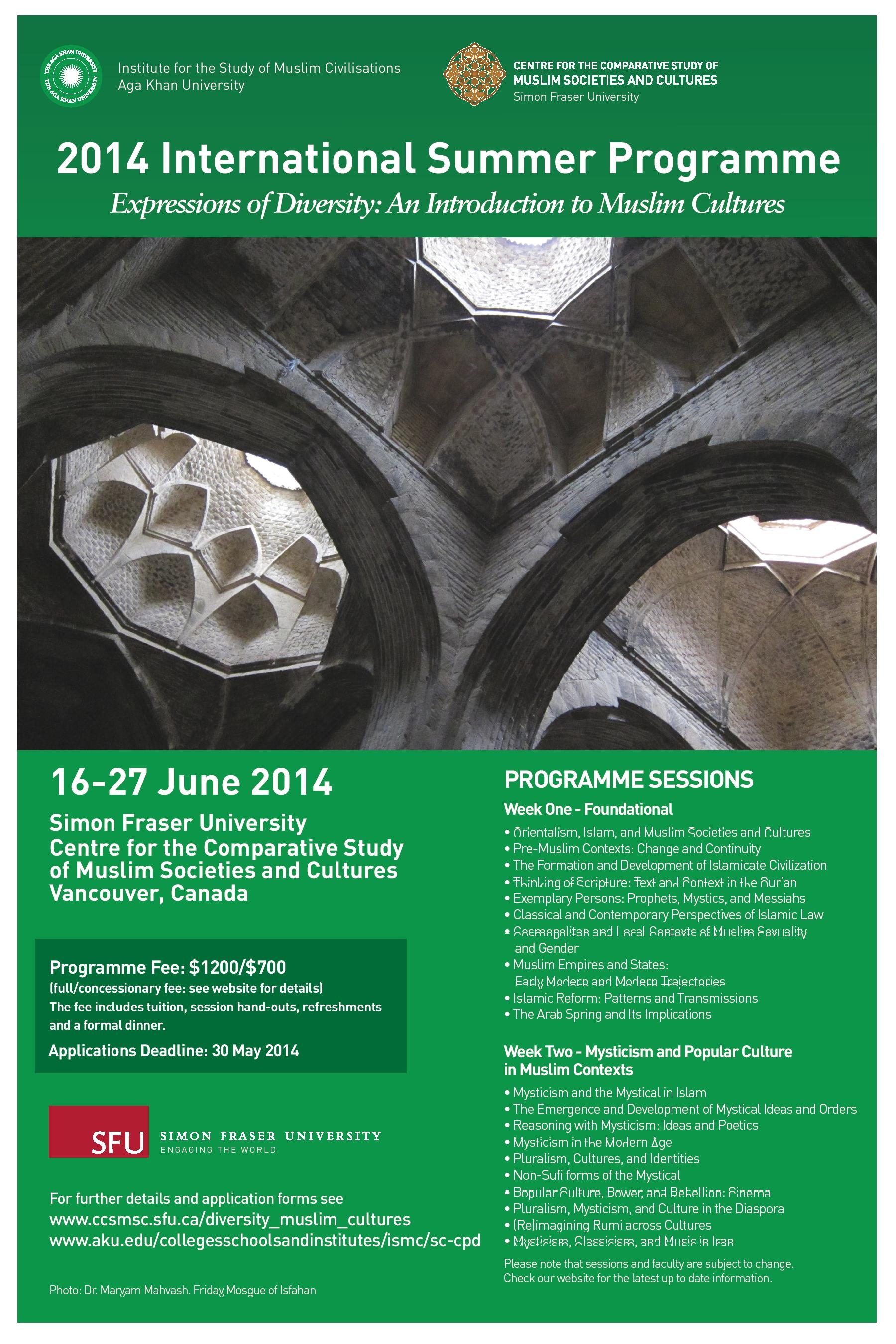 2014 International Summer Programme  Expressions of Diversity: An Introduction to Muslim Cultures